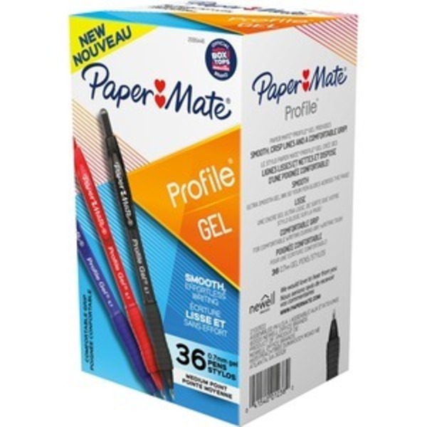 Paper Mate Pen, Gel, Prfl, .7, Ast, 36/Bx PAP2095446